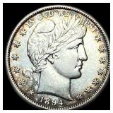 1894-S Silver Barber Half Dollar CLOSELY  UNCIRCU