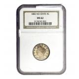 1883 Liberty Victory Nickel NGC MS62 No Cents