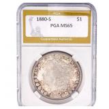 1880-S Morgan Silver Dollar PGA MS65