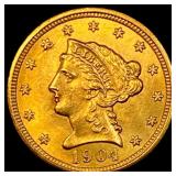 1904 Liberty Head Gold Quarter Eagle $2.50 GEM BU