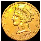 1855 $5 Gold Half Eagle