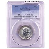 1945 Washington Silver Quarter PCGS MS66