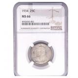 1934 Washington Silver Quarter NGC MS66