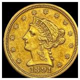 1891 Liberty Head Quarter Eagle $2.50 Gold CLOSELY
