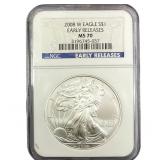 2008-W Silver Eagle NGC MS70 Early Releases
