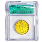 1881 $10 Gold Eagle ICG AU55