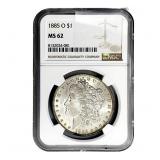 1885-O Morgan Silver Dollar NGC MS62