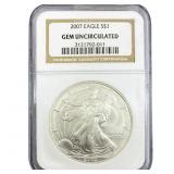 2007 Silver Eagle NGC GEM UNC