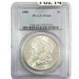 1886 Morgan Silver Dollar PCGS MS66