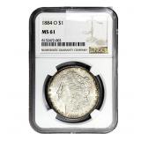 1884-O Morgan Silver Dollar NGC MS61