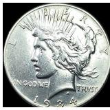 1934 Silver Peace Dollar CLOSELY UNCIRCULATED