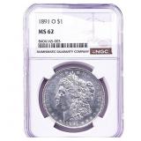 1891-O Morgan Silver Dollar NGC MS62