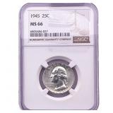 1945 Washington Silver Quarter NGC MS66