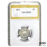 1871 Shield Nickel PGA MS63