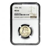 1936 Washington Silver Quarter NGC MS66