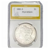 1881-S Morgan Silver Dollar PGA MS64+