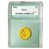1913 $5 Gold Half Eagle NTC MS63