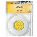 1873 $5 Gold Half Eagle ANACS AU55 Closed 3