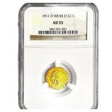 1911-D $2.50 Gold Quarter Eagle NGC AU55