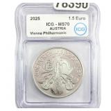 2025 Austria 1oz SIlver 1.5 Euro-Vienna Philharmon