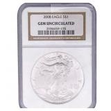2008 Silver Eagle NGC GEM UNC