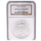 2008 Silver Eagle NGC GEM UNC