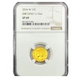 2016-W 24k 1/10oz Gold Mercury Dime NGC SP69