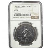1904 US Philippines Silver Peso NGC PF58