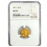 1911 $2.50 Gold Quarter Eagle NGC AU53