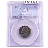 1942-P Jefferson Nickel PCGS PR63 Type 2