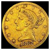 1882-S Gold $5 Half Eagle NEARLY UNCIRCULATED