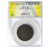 1814 Classic Head Large Cent ANACS G4 S-295