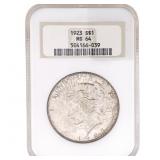 1923 Silver Peace Dollar NGC MS64