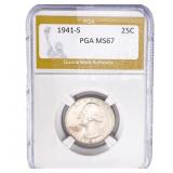 1941-S Washington Silver Quarter PGA MS67