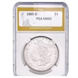 1885-O Morgan Silver Dollar PGA MS65