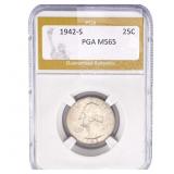 1942-S Washington Silver Quarter PGA MS65
