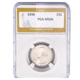 1936 Washington Silver Quarter PGA MS66