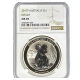 2017P Austrailia 1oz Silver Dollar-Koala NGC MS70
