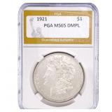 1921 Morgan Silver Dollar PGA MS65 DMPL
