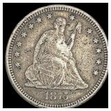1845-CC Silver Seated Liberty Quarter LIGHTLY CIRC