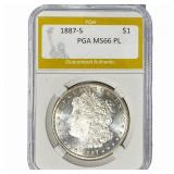 1887-S Morgan Silver Dollar PGA MS66 PL