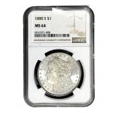 1880-S Morgan Silver Dollar NGC MS64