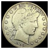 1909-S Silver Barber Half Dollar ABOUT UNCIRCULATE