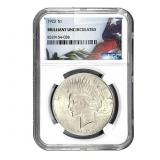 1923 Silver Peace Dollar NGC BU