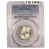 1945 Washington Silver Quarter PCGS MS66