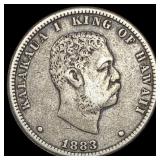 1883 Hawaii Silver 1/4 Dollar NEARLY UNCIRCULATED