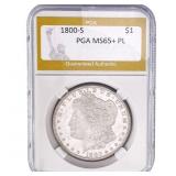 1800-S Morgan Silver Dollar PGA MS65+ PL