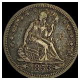 1853 Arrows Seated Liberty Quarter LIGHTLY CIRCUL