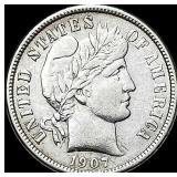 1907 Barber Dime NEARLY UNCIRCULATED