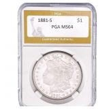 1881-S Morgan Silver Dollar PGA MS64